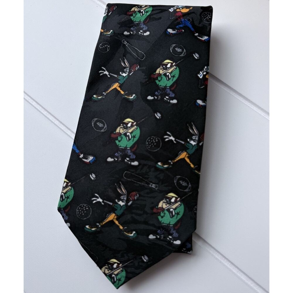 Vintage 90s Looney Tunes‎ Sports Neck Tie Cartoon Novelty Print Nostalgia Retro
